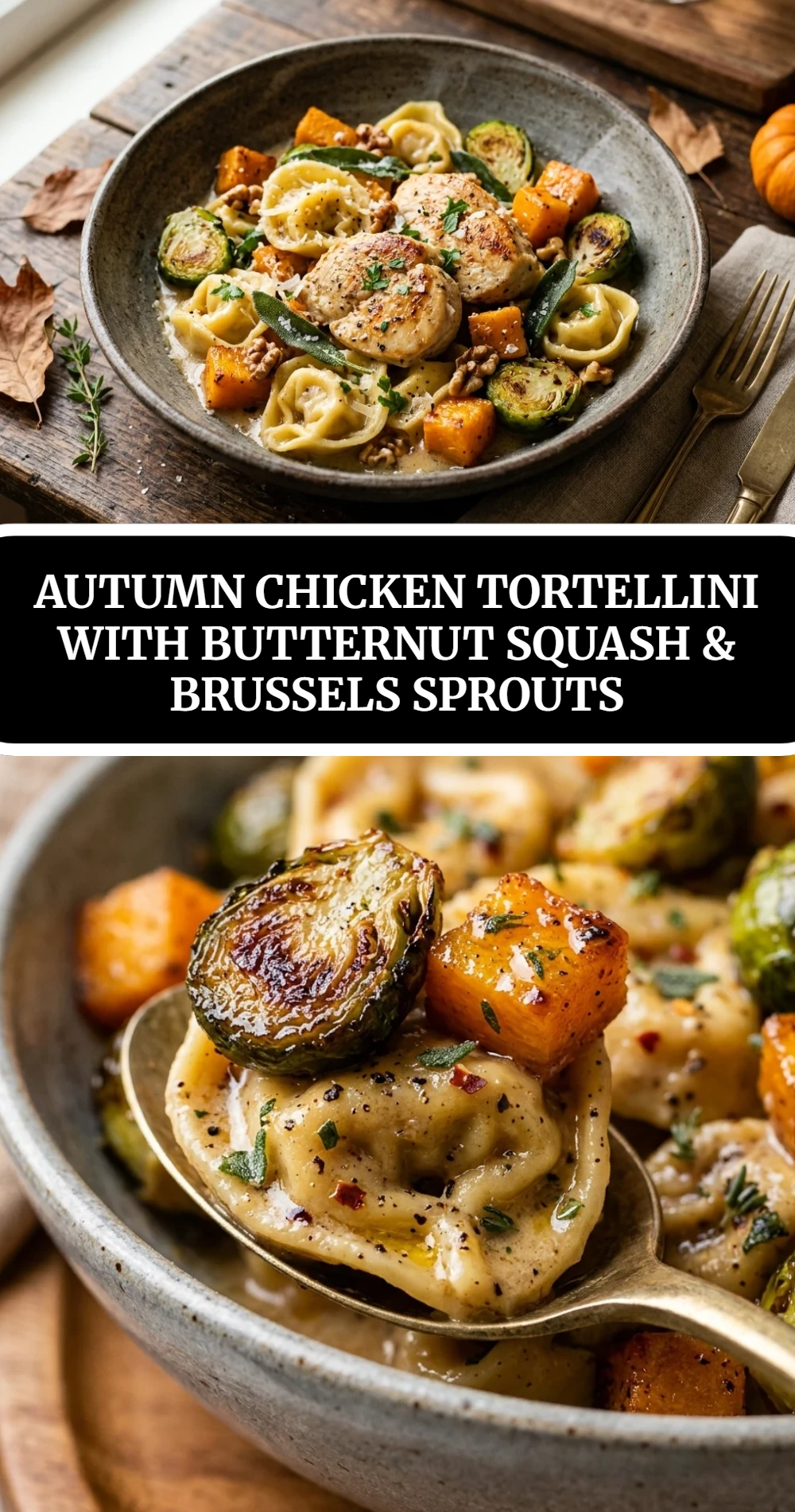 Autumn Chicken Tortellini with Butternut Squash & Brussels Sprouts