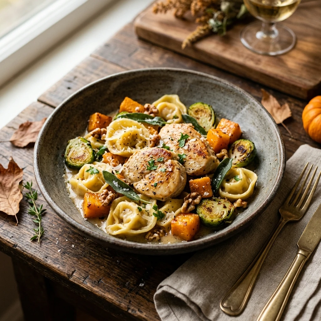 Autumn Chicken Tortellini with Butternut Squash & Brussels Sprouts
