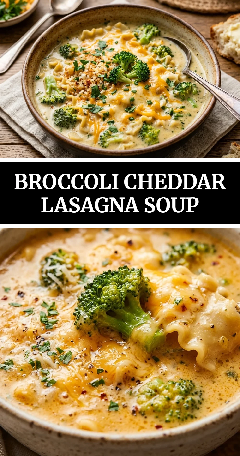 Broccoli Cheddar Lasagna Soup