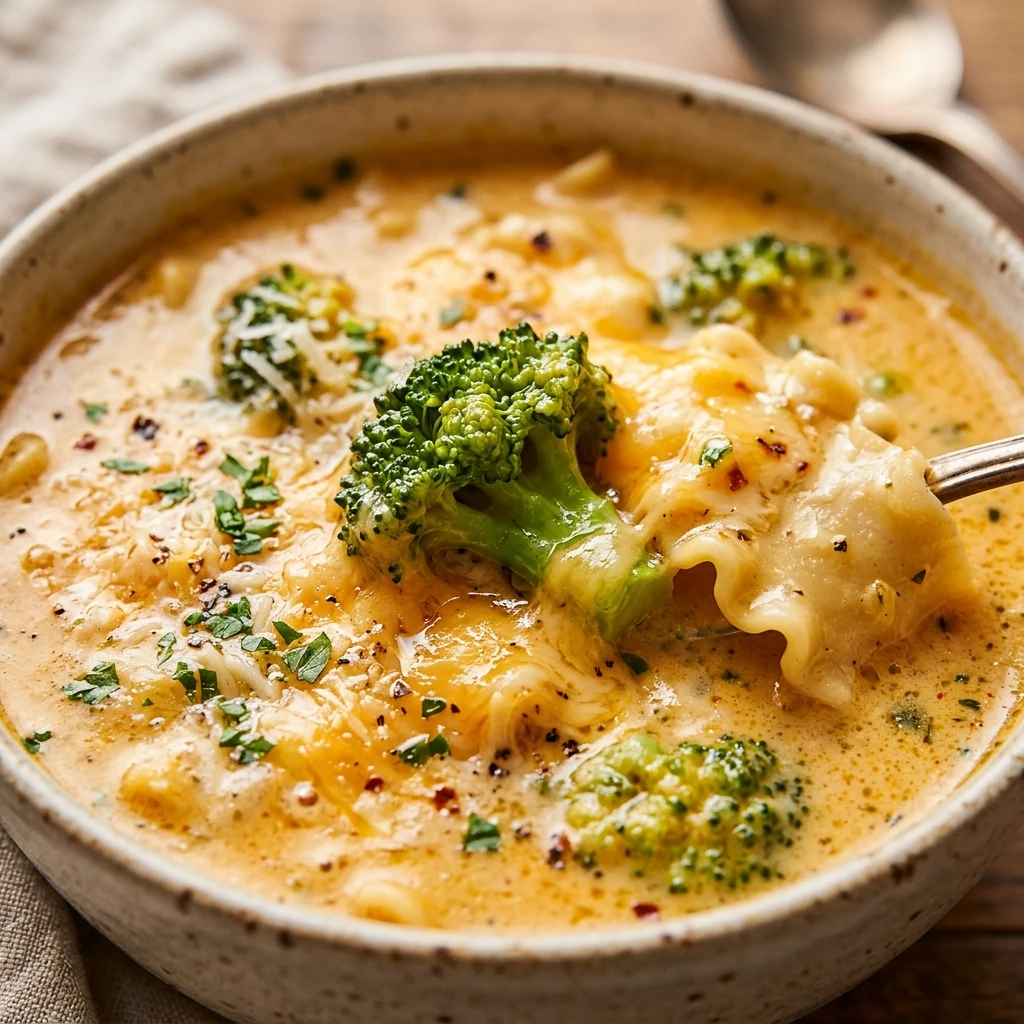 Broccoli Cheddar Lasagna Soup