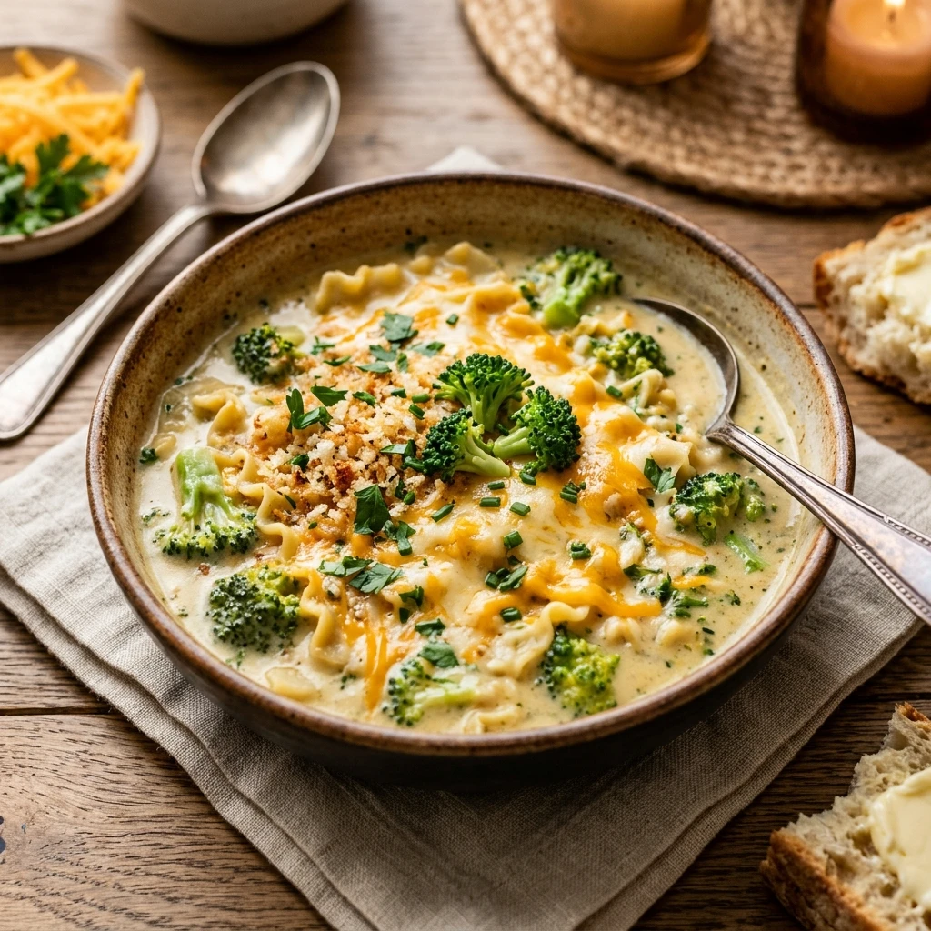Broccoli Cheddar Lasagna Soup