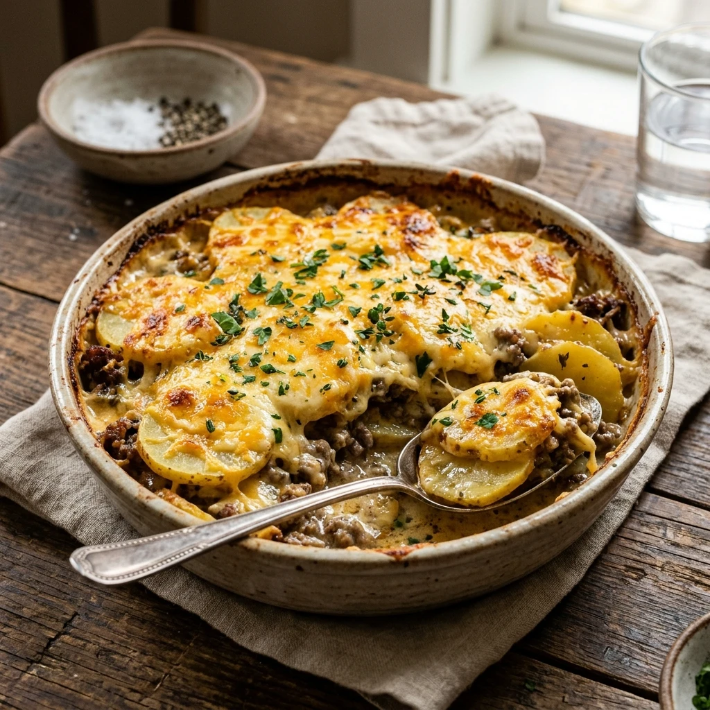 Cheesy Beef and Potato Casserole