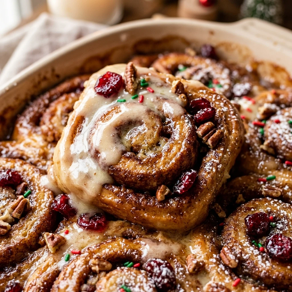 Christmas Morning Overnight Cinnamon Roll Casserole