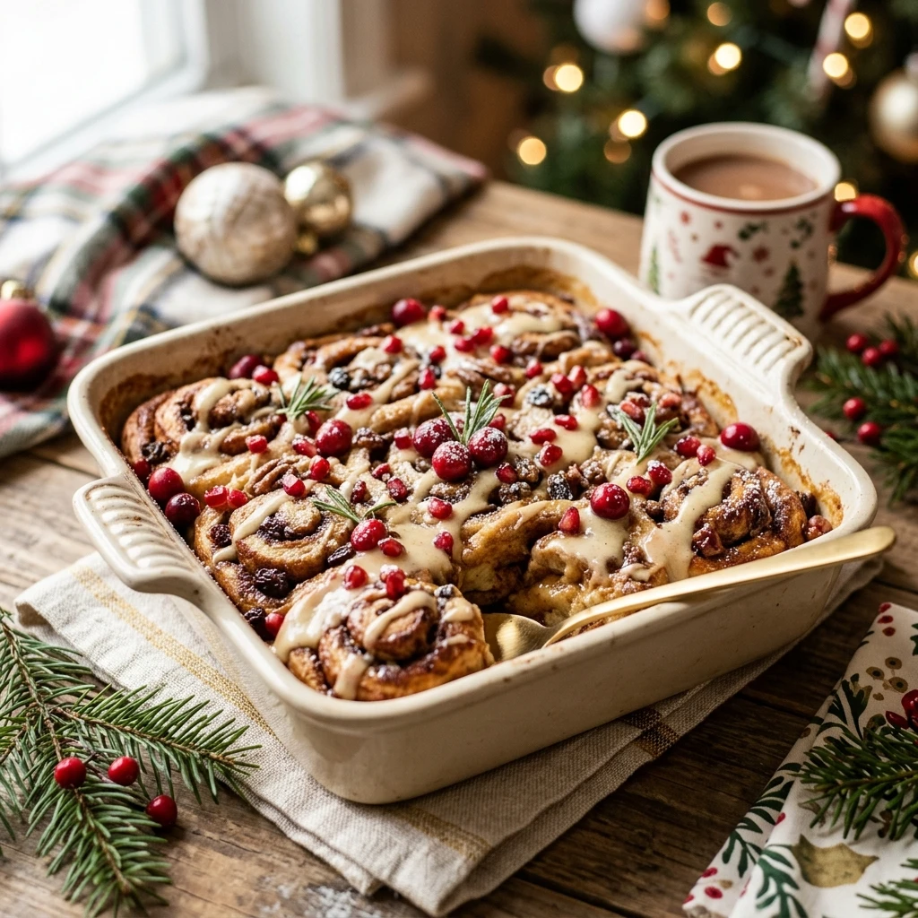 Christmas Morning Overnight Cinnamon Roll Casserole