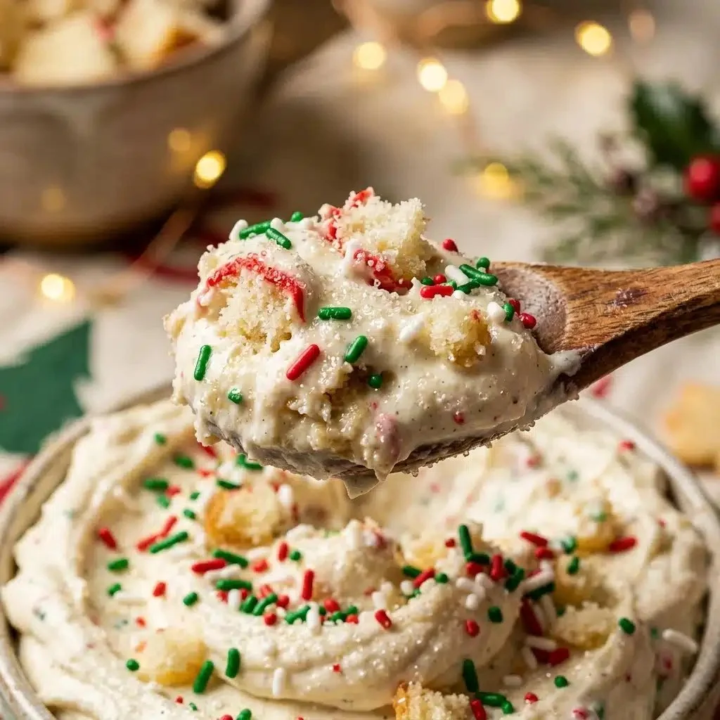 Festive Christmas Tree Cake Dip served as a holiday treat