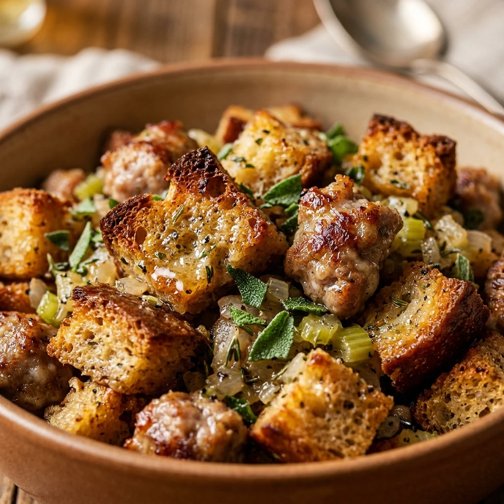 Classic Sourdough Stuffing With Sage and Turkey Sausage