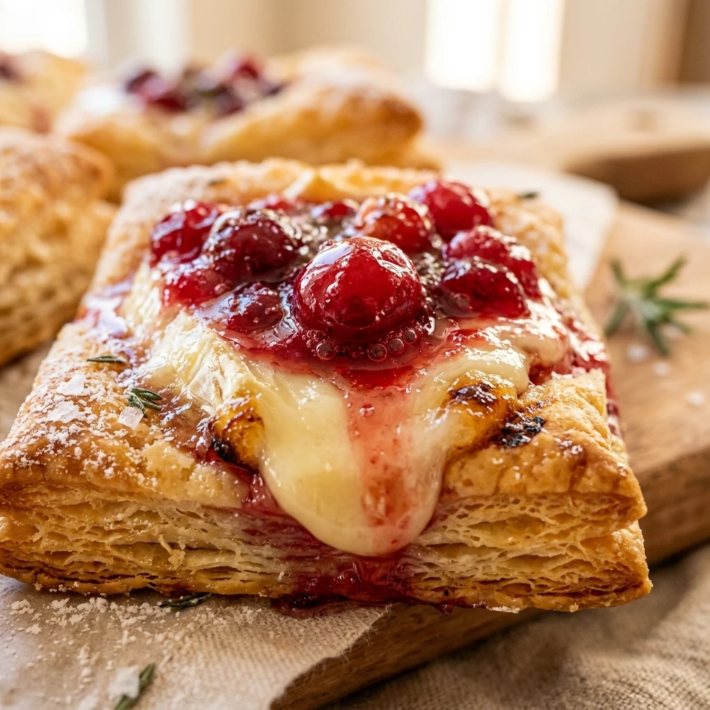 Cranberry Brie Puff Pastry Bites