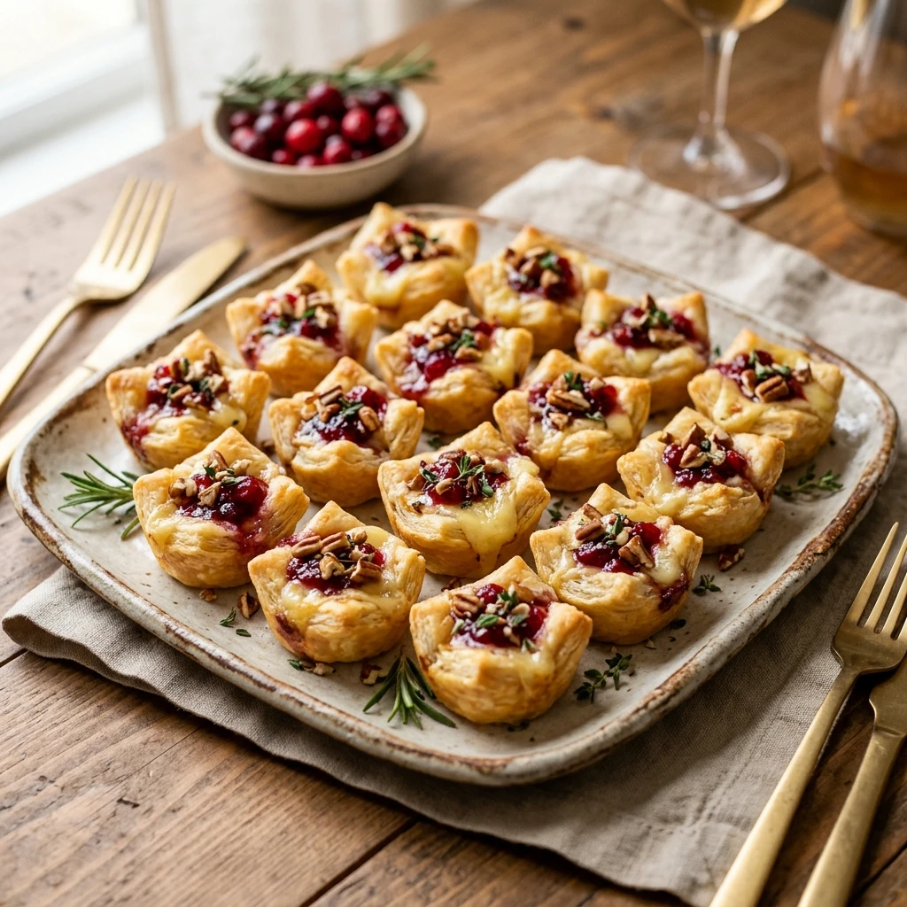Cranberry Brie Puff Pastry Bites