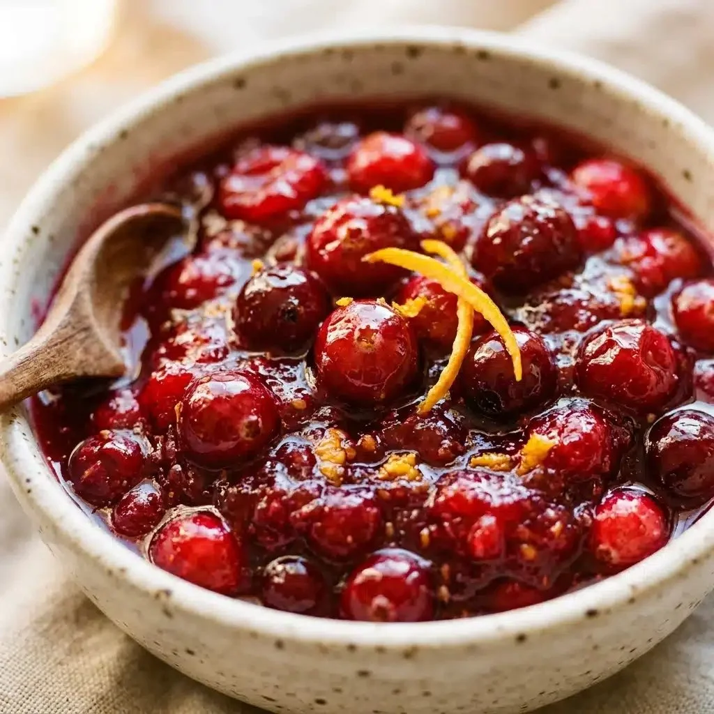Cranberry sauce with orange juice served in a festive bowl