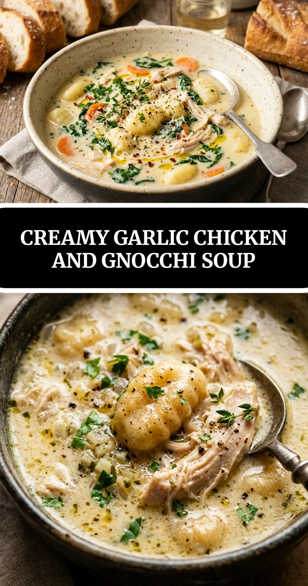 creamy garlic chicken and gnocchi soup