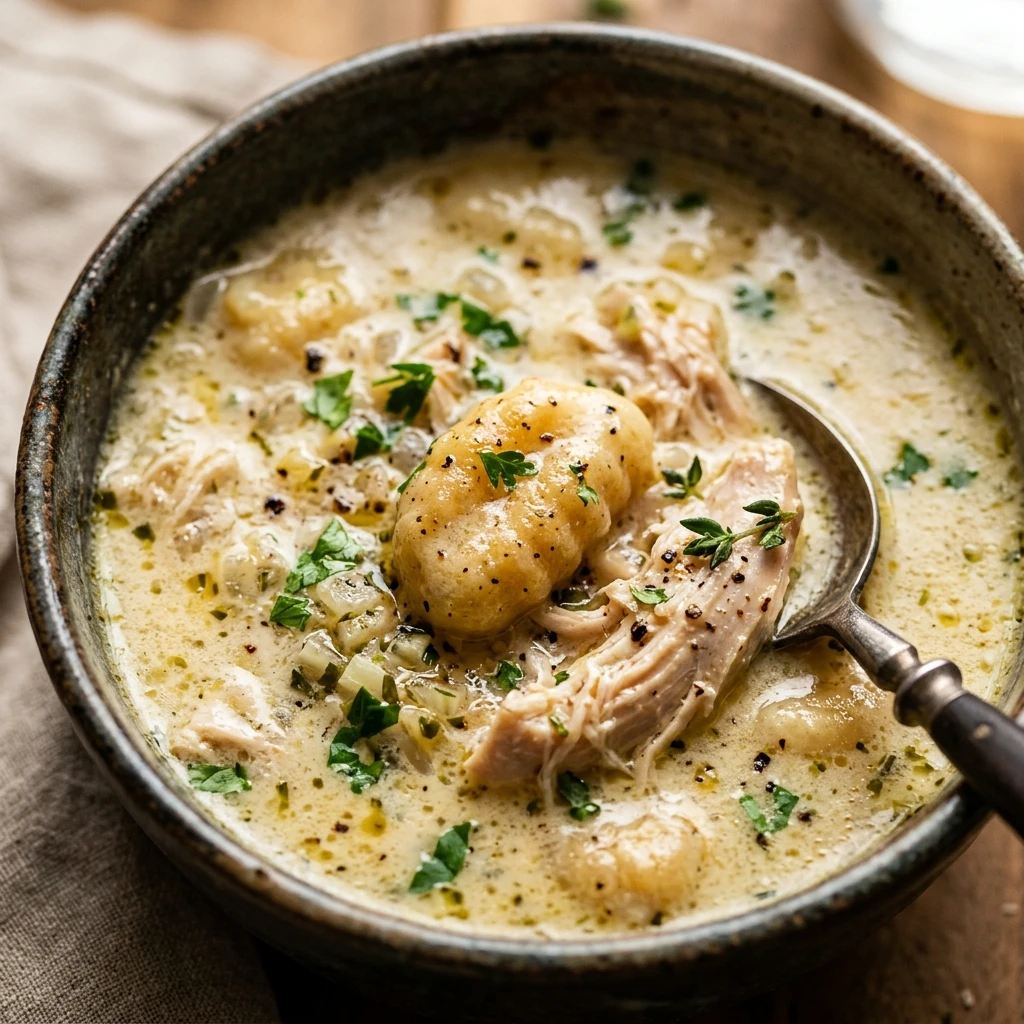 creamy garlic chicken and gnocchi soup