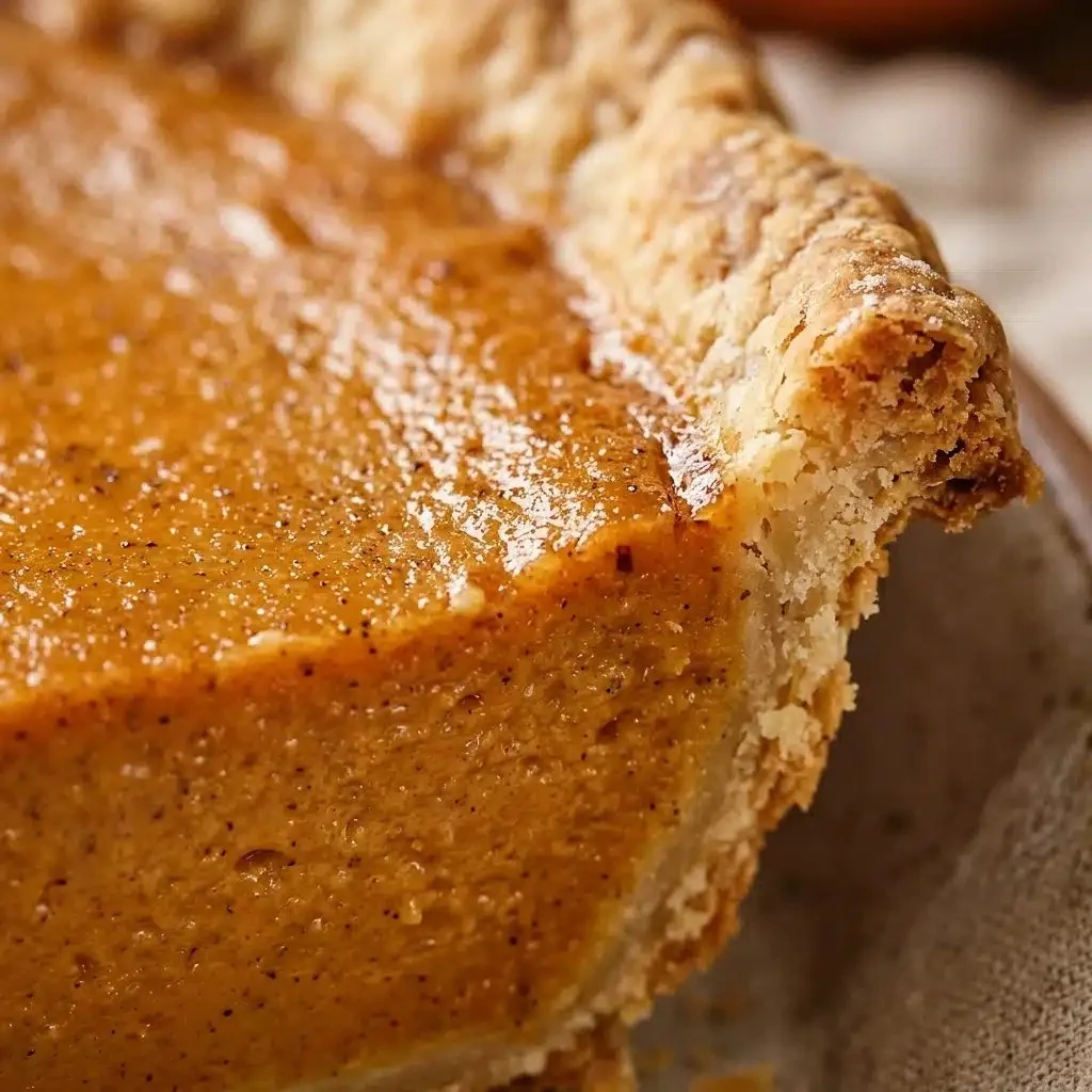 Creamy homemade pumpkin pie with condensed milk topped with whipped cream.