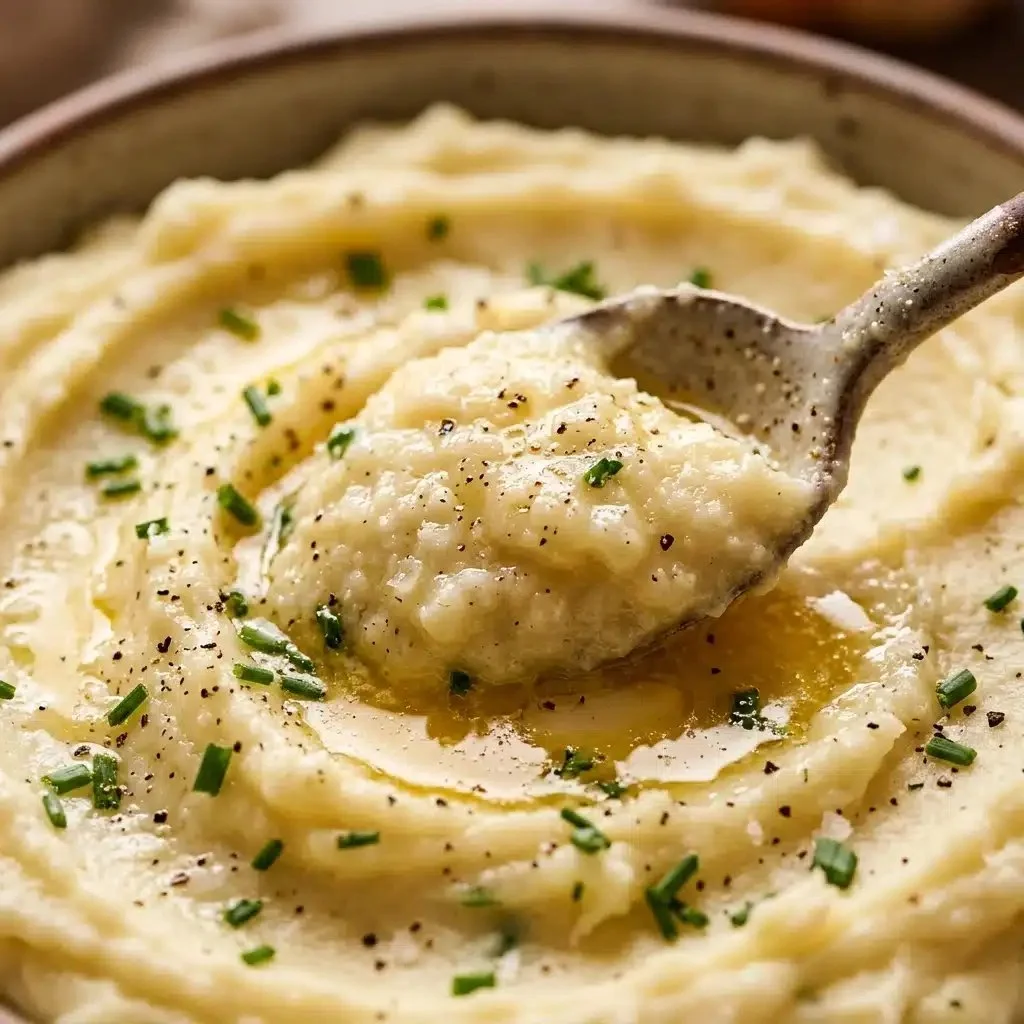 Creamy mashed potatoes served in a bowl for Thanksgiving dinner