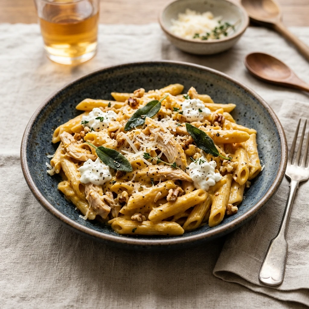 Creamy Pumpkin Chicken And Cottage Cheese Pasta Recipe