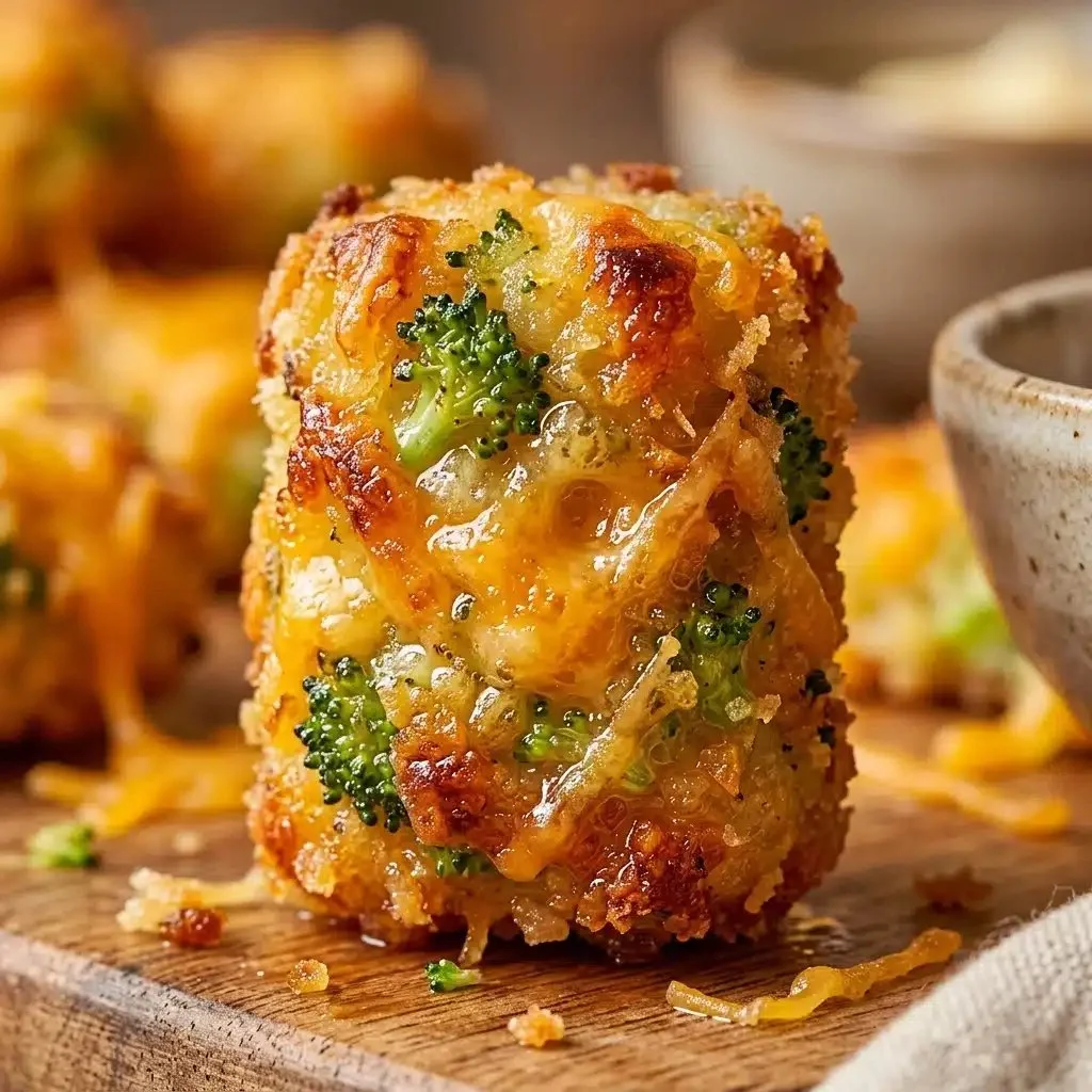 Delicious crispy cheesy broccoli tots ready to serve