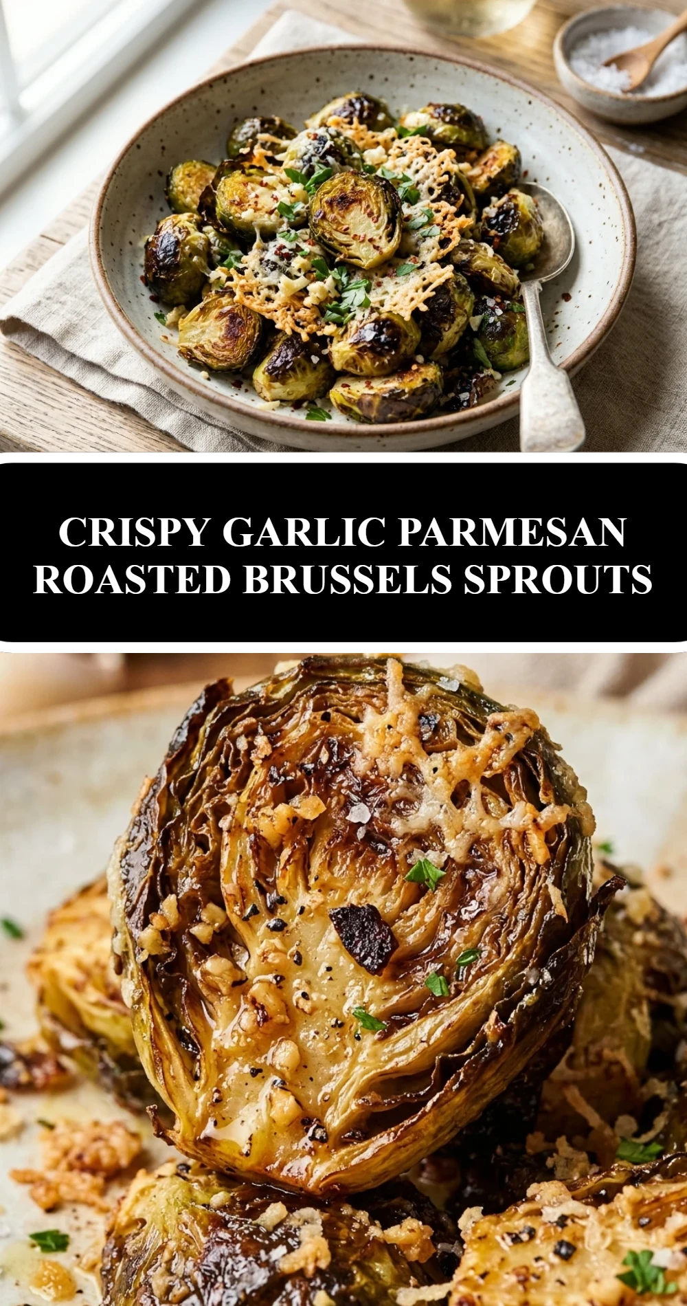 Crispy Garlic Parmesan Roasted Brussels Sprouts