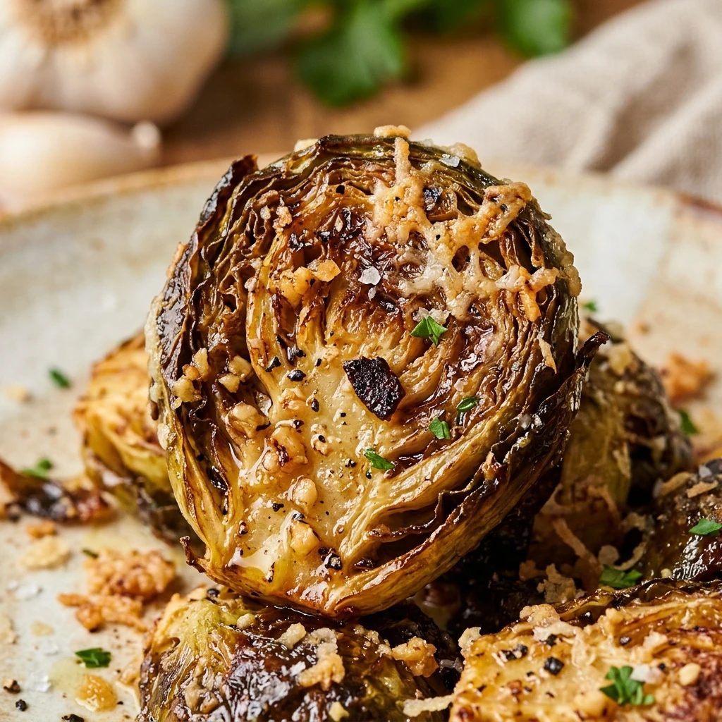 Crispy Garlic Parmesan Roasted Brussels Sprouts