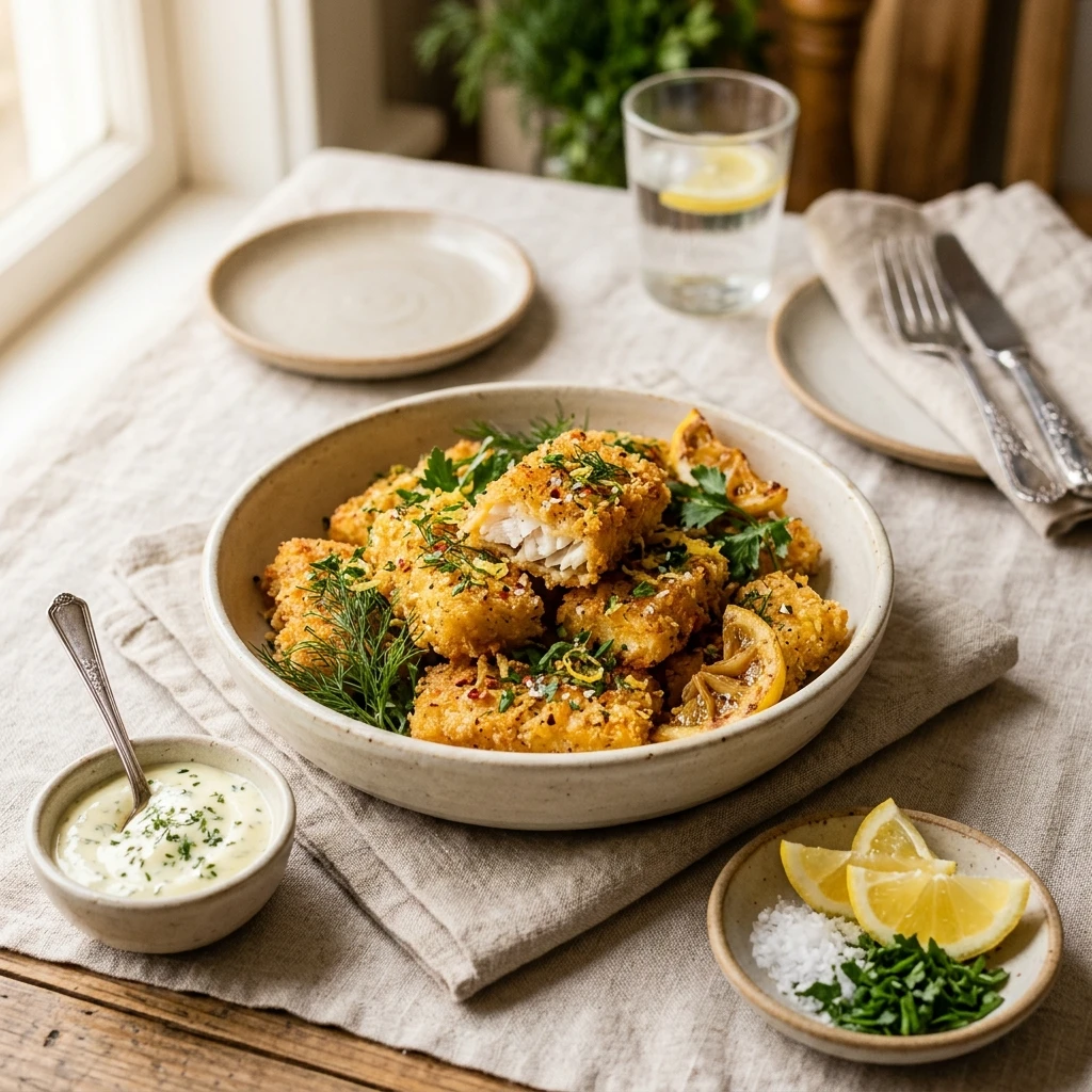 Crispy Lemon Butter Fish Bites