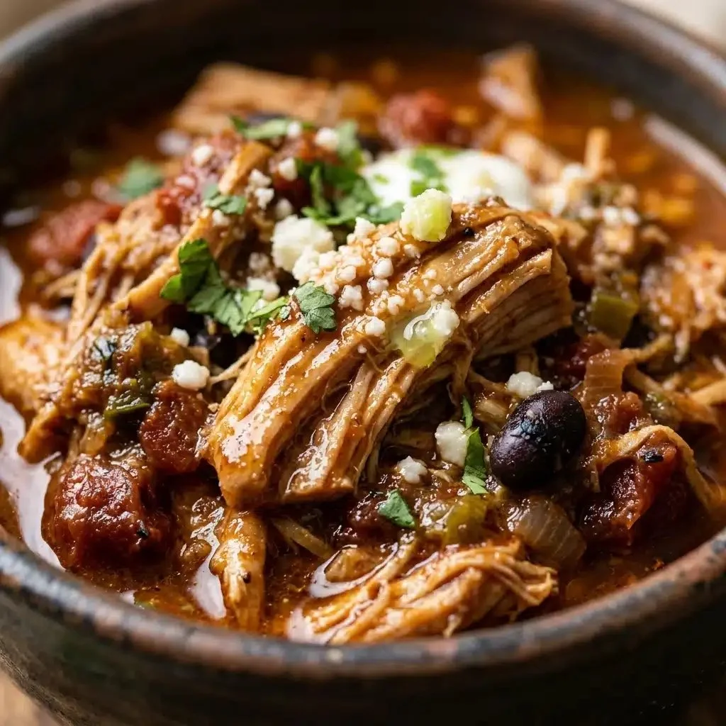 Delicious Crock Pot Mexican Chicken dish with vibrant spices and ingredients.