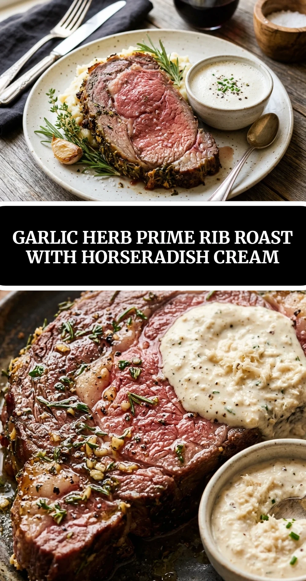 Garlic Herb Prime Rib Roast With Horseradish Cream