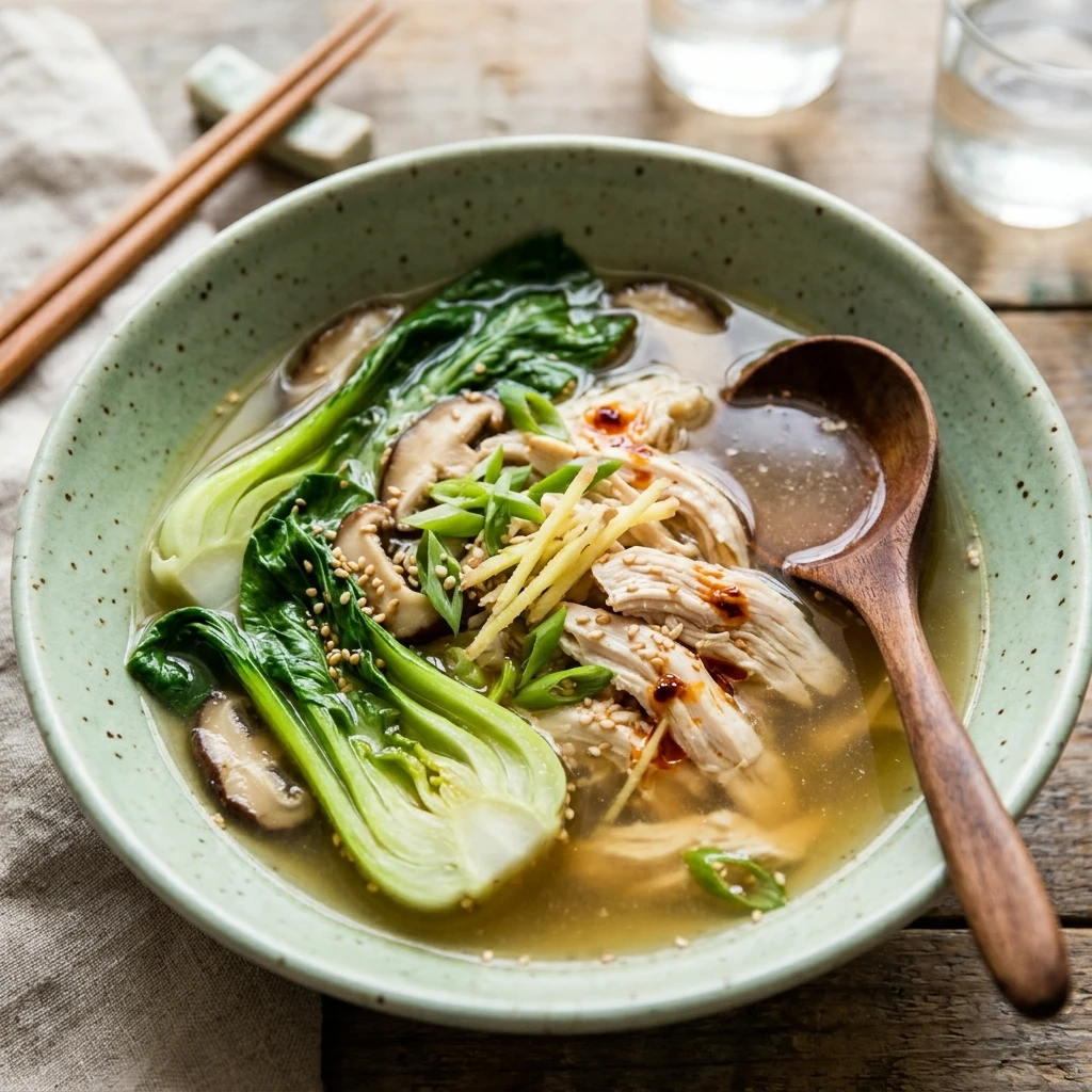 Gingery Chicken Bok Choy Soup