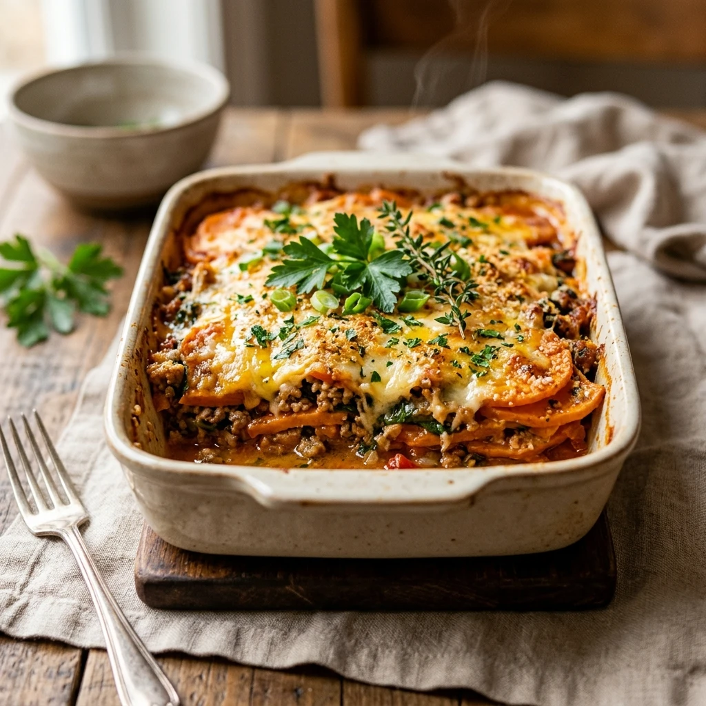 Ground Turkey Sweet Potato Bake