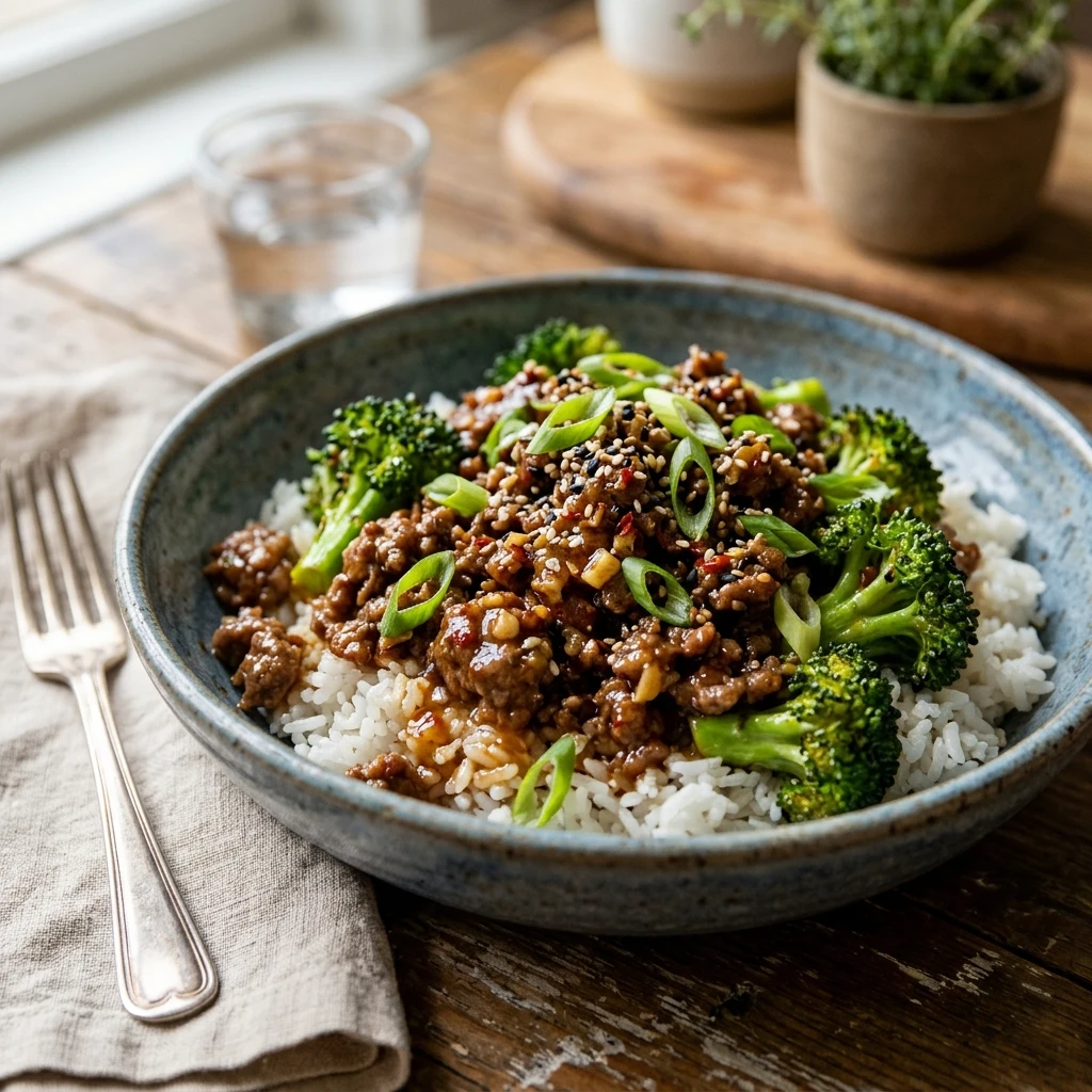 High Protein Honey Garlic Ground Beef And Broccoli Recipe