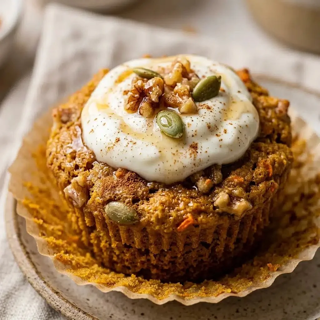 High Protein Pumpkin Muffins made with Greek Yogurt for a healthy snack