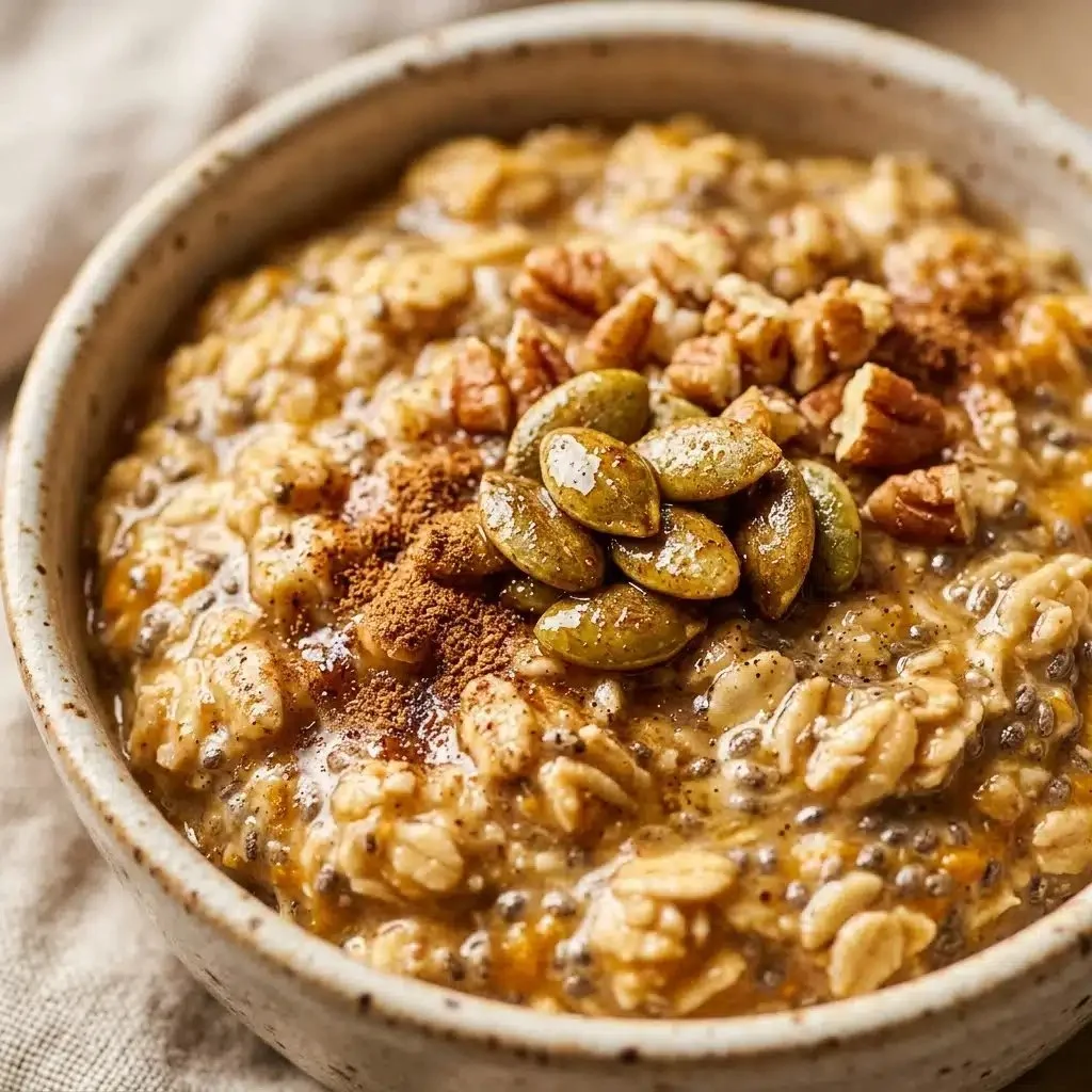 High Protein Pumpkin Overnight Oats in a jar, meal prep for a nutritious breakfast
