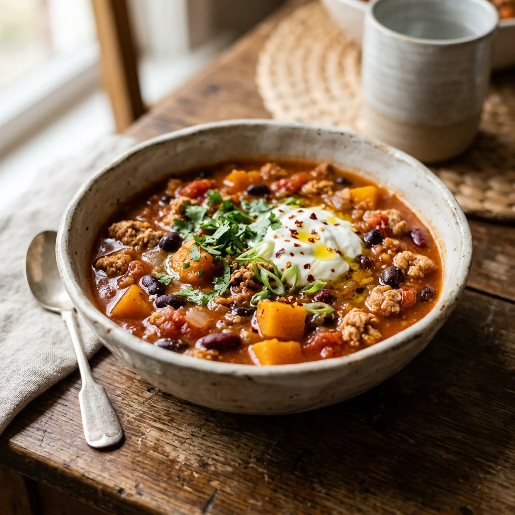 High Protein Turkey Pumpkin Chili