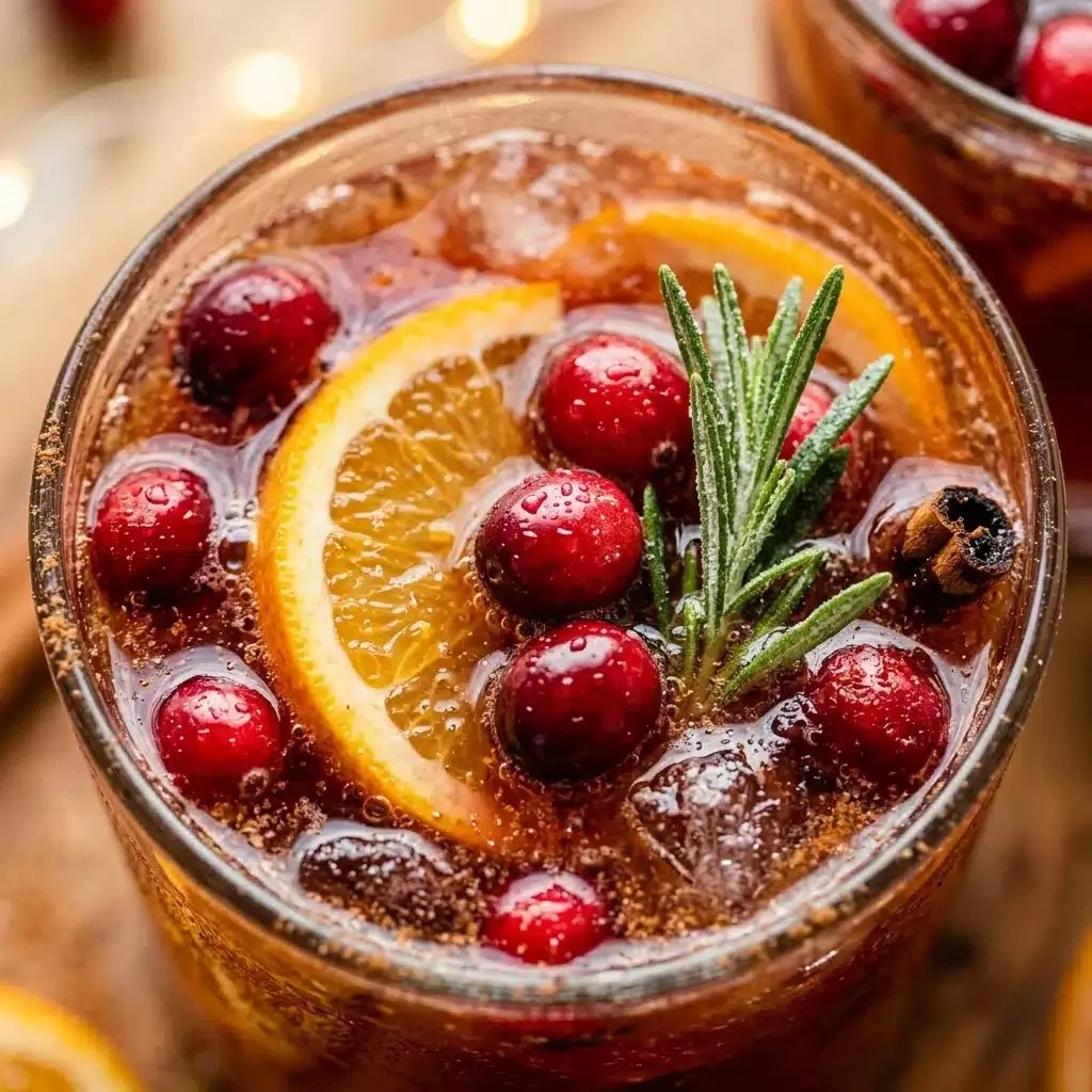 Delicious non-alcoholic Holiday Punch served in a festive glass.