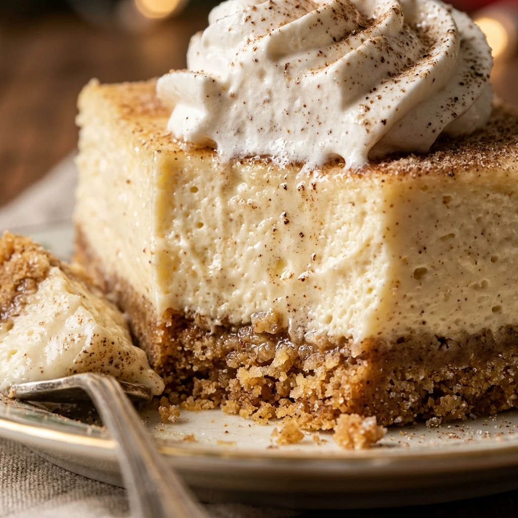 Homemade Eggnog Cheesecake Bars