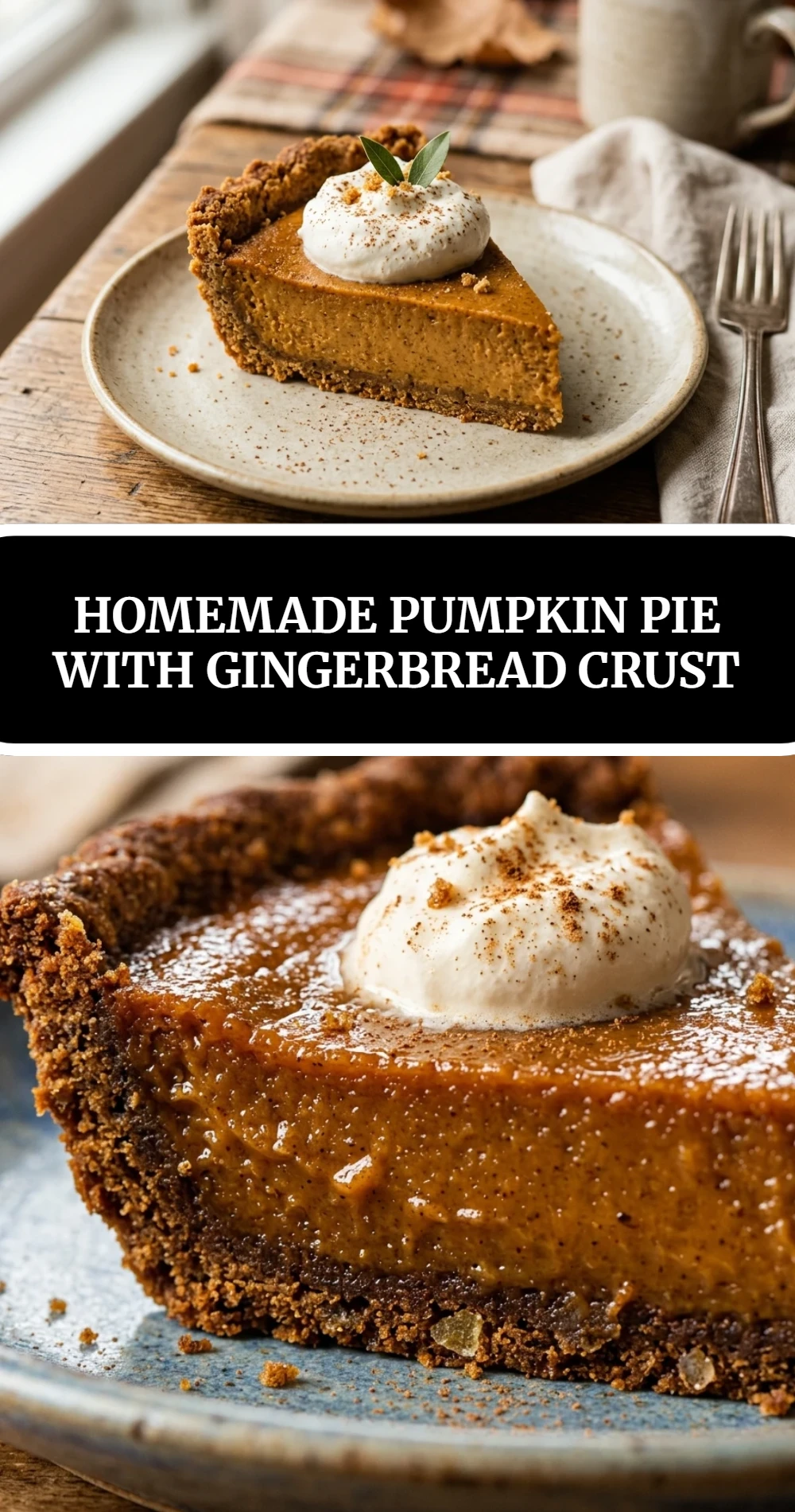 Homemade Pumpkin Pie with Gingerbread Crust
