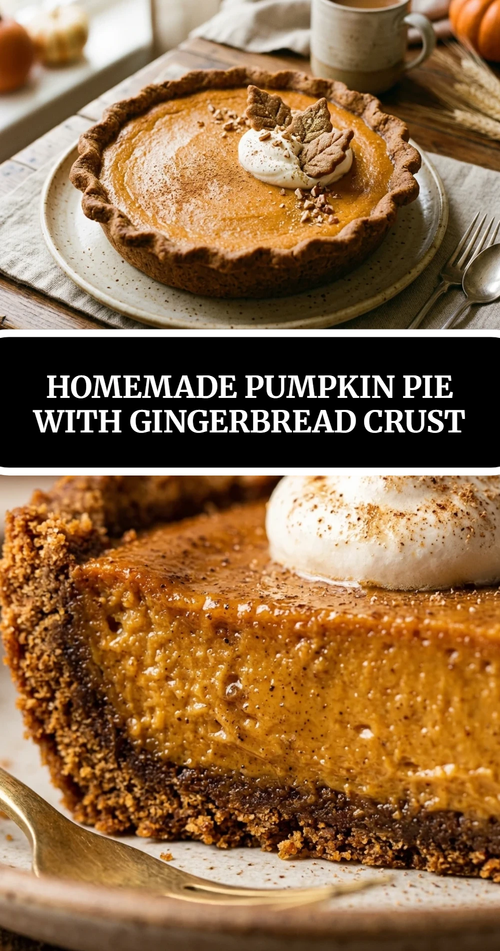 Homemade Pumpkin Pie with Gingerbread Crust