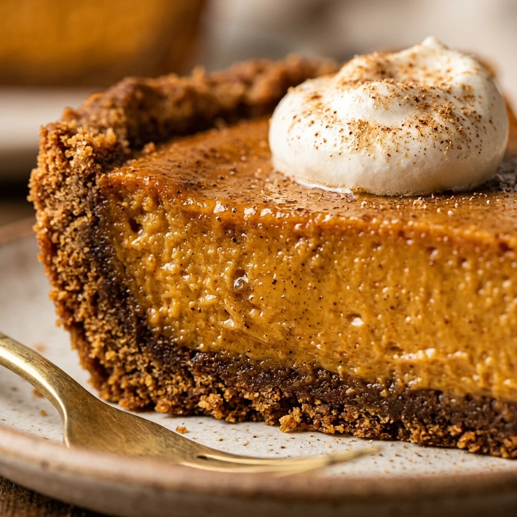 Homemade Pumpkin Pie with Gingerbread Crust