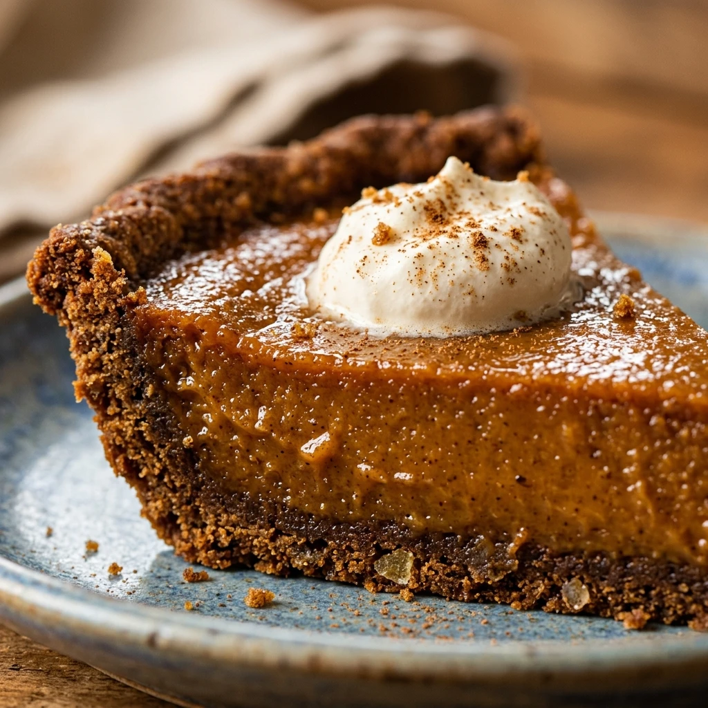 Homemade Pumpkin Pie with Gingerbread Crust