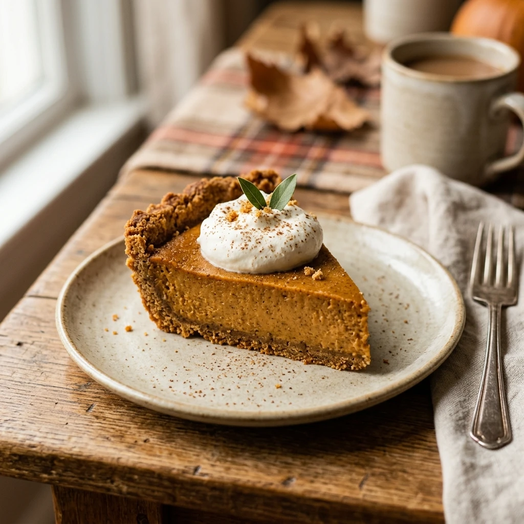 Homemade Pumpkin Pie with Gingerbread Crust