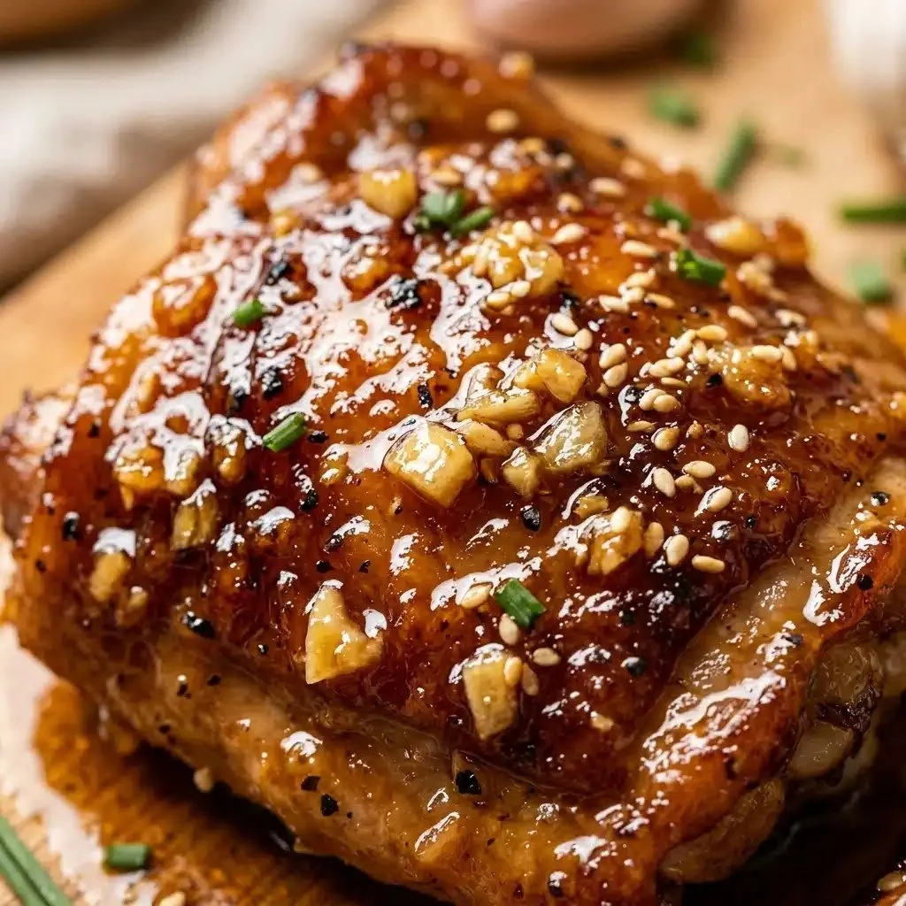 Honey Garlic Chicken Thighs cooked with a sweet and savory sauce