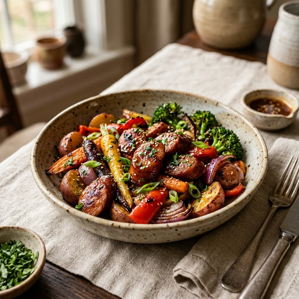 Honey Garlic Kielbasa and Veggies