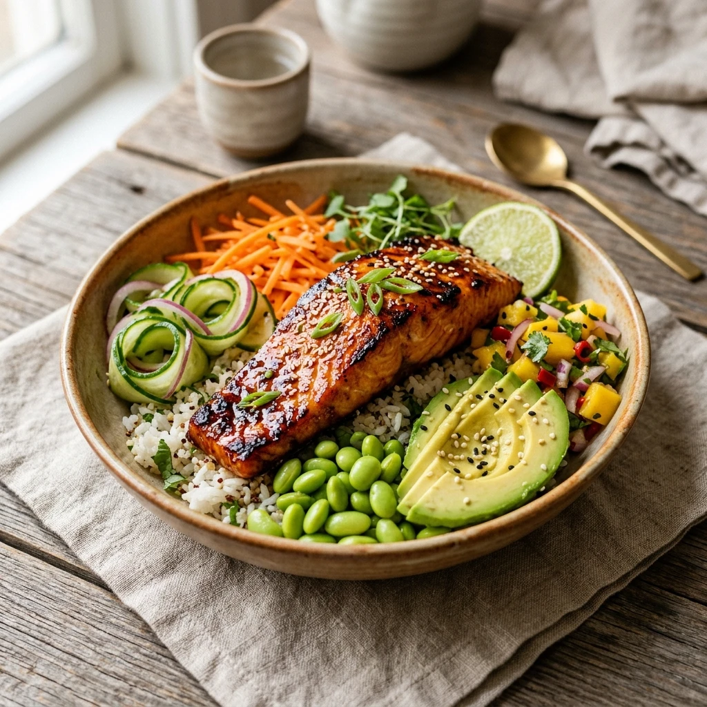 Honey Sriracha Salmon Bowls