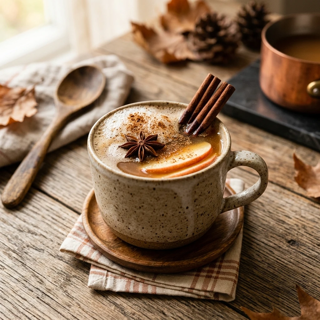 Hot Apple Cider with Cinnamon Sticks