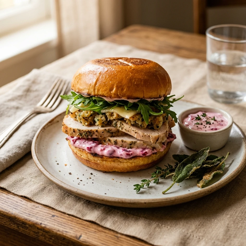 Leftover Thanksgiving Turkey Sandwich With Cranberry Mayo