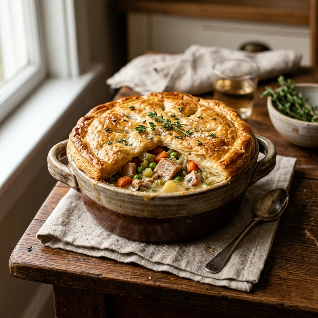 Leftover Turkey Pot Pie With Flaky Crust