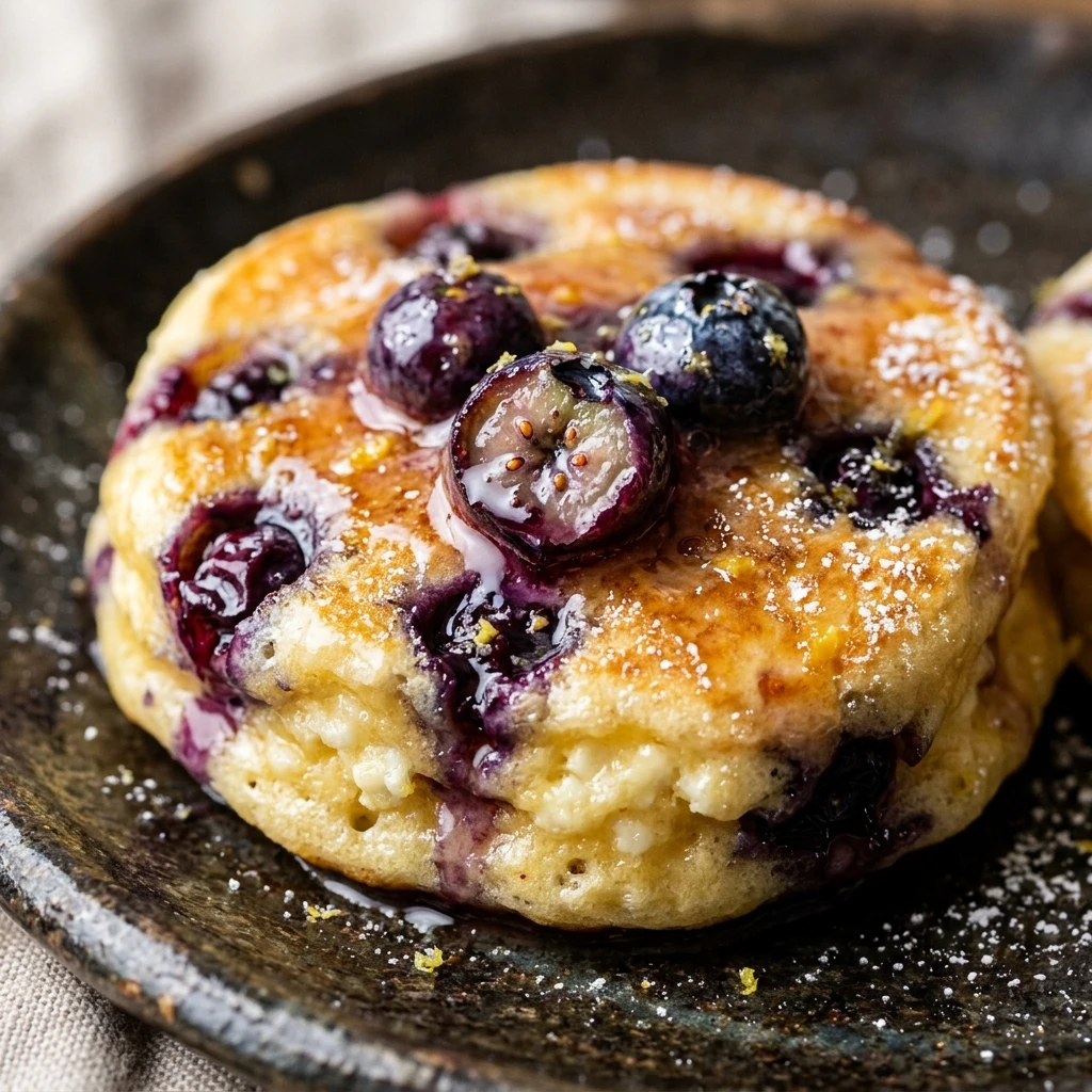 Lemon Blueberry Cottage Cheese Pancake Bites