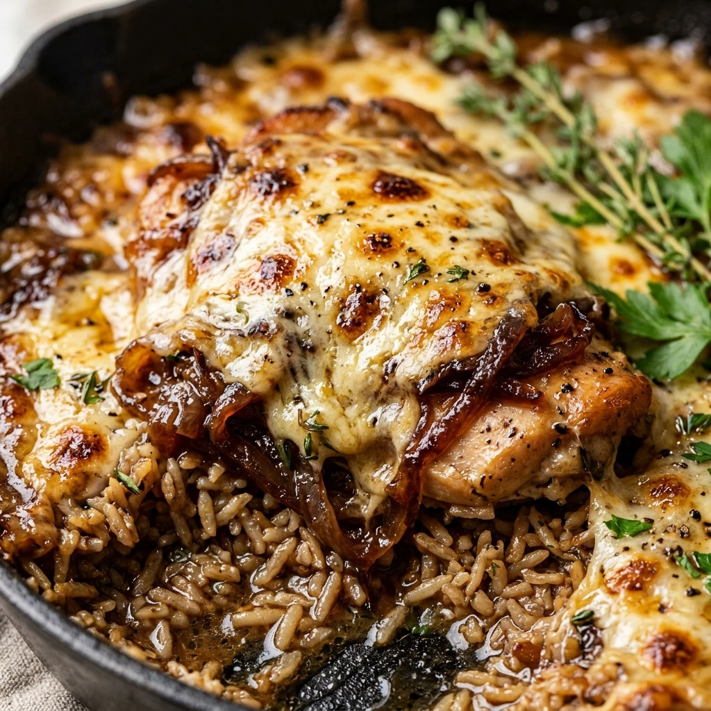 one pan french onion chicken and rice