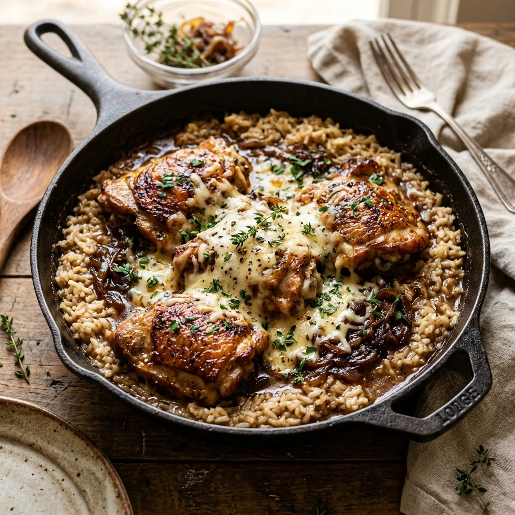 one pan french onion chicken and rice