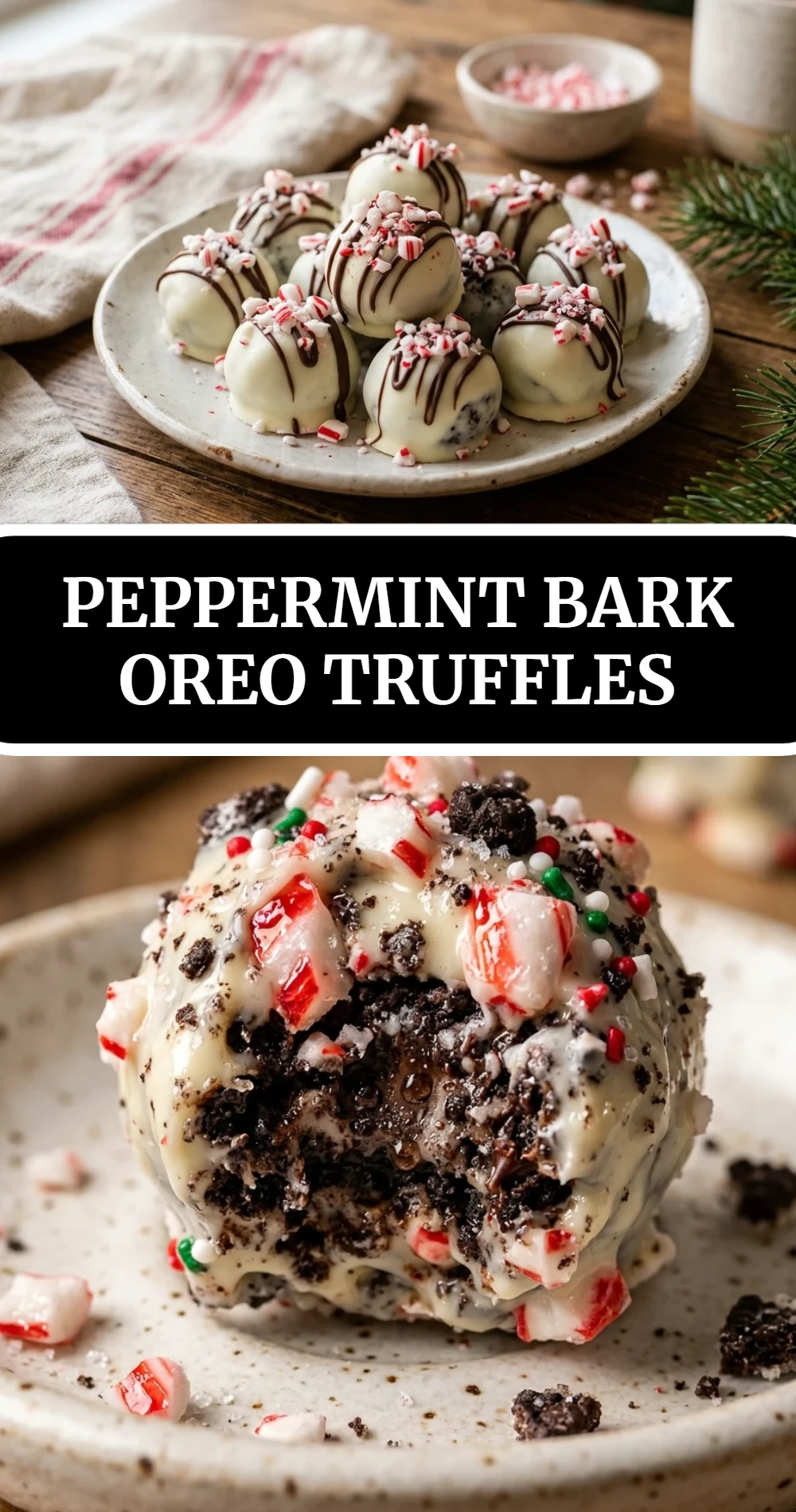 peppermint bark oreo truffles
