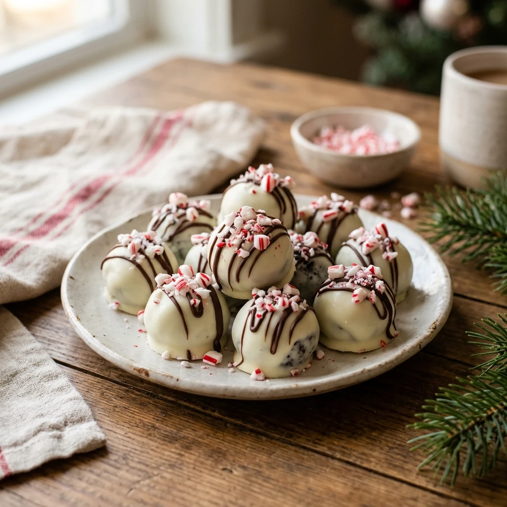 peppermint bark oreo truffles
