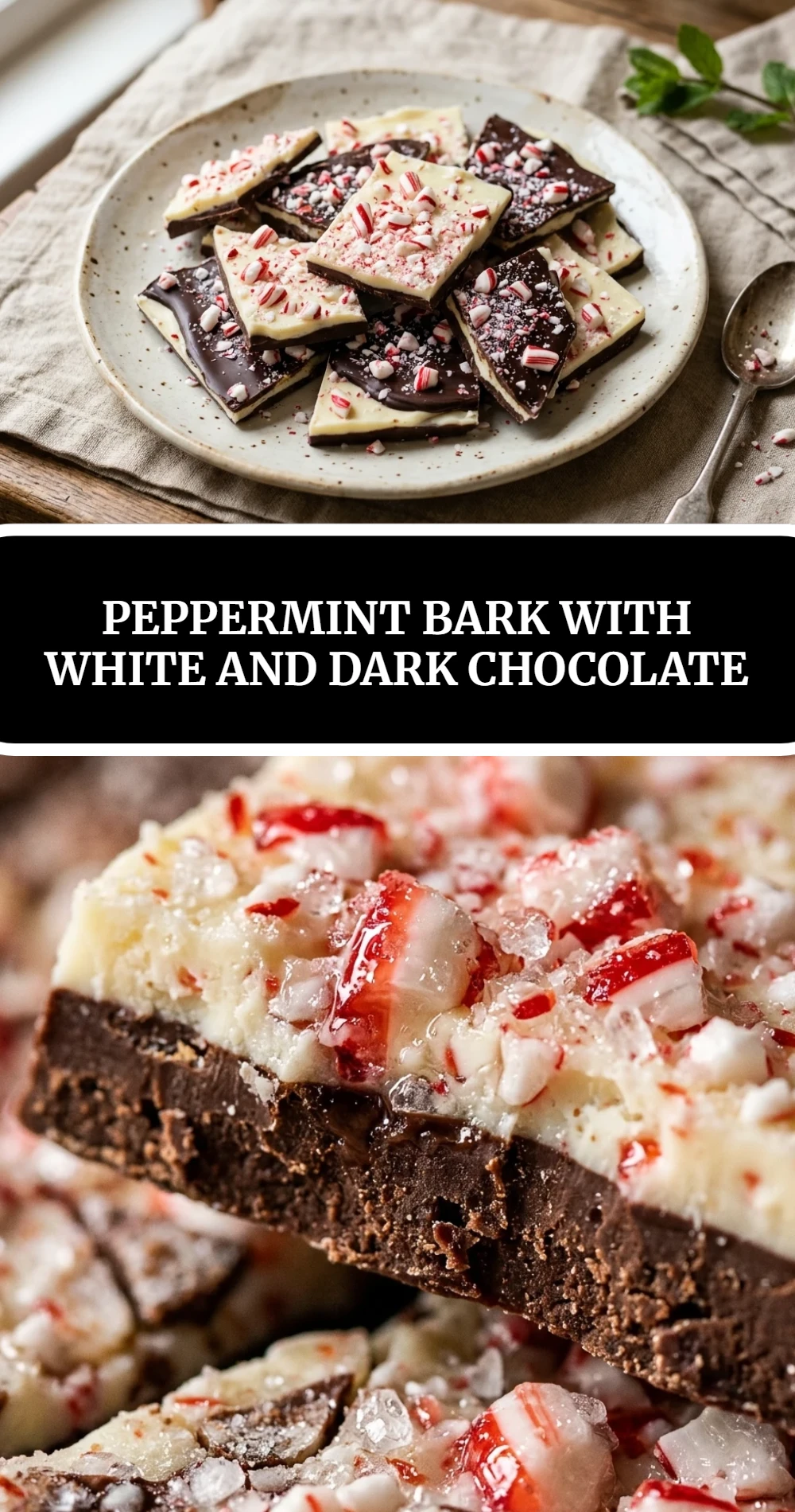 Peppermint Bark With White and Dark Chocolate