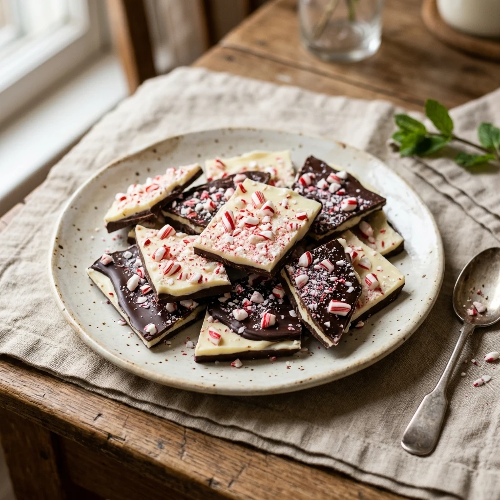 Peppermint Bark With White and Dark Chocolate
